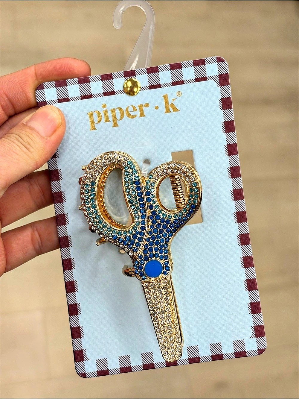piper · k Rhinestone Scissor Hair Claw Clip Blue & Gold